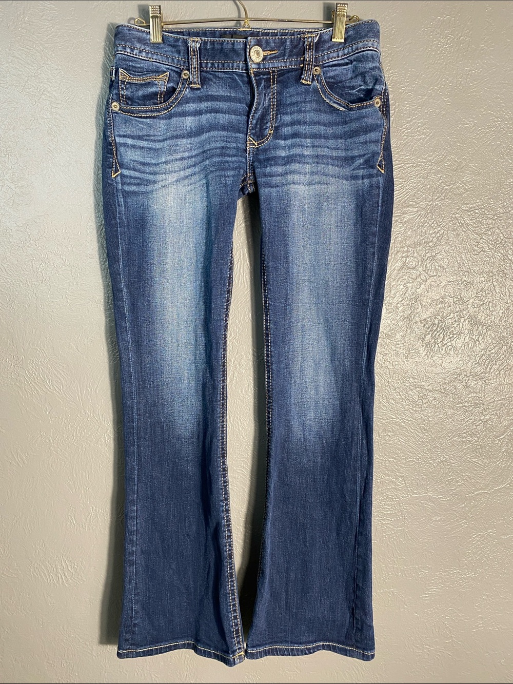 Express Low Rise Bootcut Jeans Size 4S Medium Wash Stretch Denim Y2K